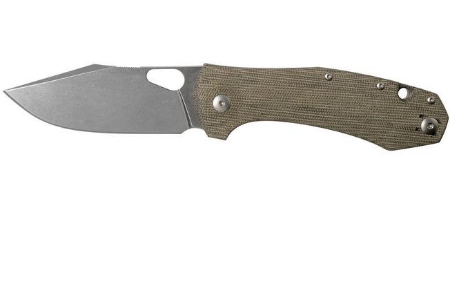 GiantMouse ACE Grand, Green Canvas Micarta pocket knife