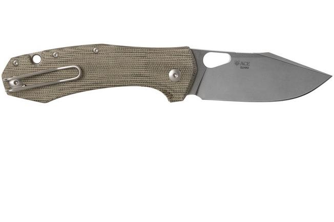 GiantMouse ACE Grand, Green Canvas Micarta pocket knife