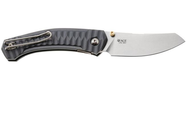Afbeelding voor GiantMouse ACE Iona Sailor IONA-SAILOR-WOLF-GREY, Stonewashed S90V, Grey FRN, zakmes, Ansø en Voxnaes design 