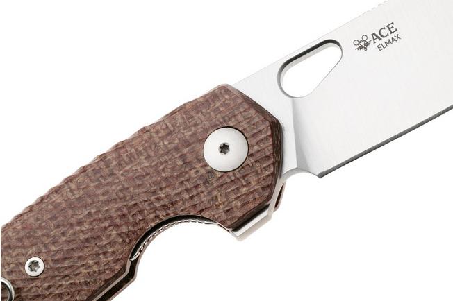 Afbeelding voor GiantMouse ACE Jagt JAGT-BURLAP-SATIN, Satin Elmax, Burlap Micarta, zakmes