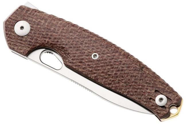 Afbeelding voor GiantMouse ACE Jagt JAGT-BURLAP-SATIN, Satin Elmax, Burlap Micarta, zakmes