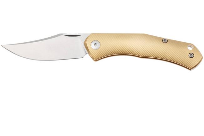 Afbeelding voor GiantMouse ACE Jutland JUTLAND-SJ-BRASS, Stonewashed CPM S90V, Milled Brass zakmes, Ansø en Voxnaes design