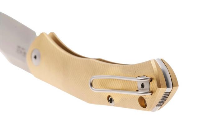 Afbeelding voor GiantMouse ACE Jutland JUTLAND-SJ-BRASS, Stonewashed CPM S90V, Milled Brass zakmes, Ansø en Voxnaes design