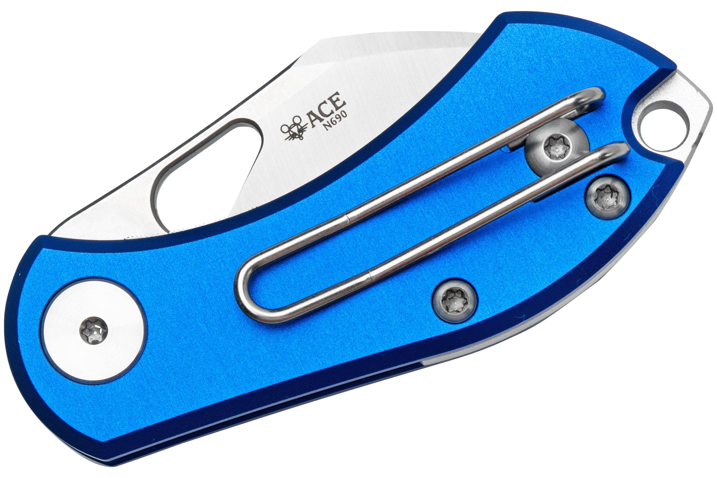 GiantMouse ACE Nibbler Blue Aluminum, N690 pocket knife, Ansø and