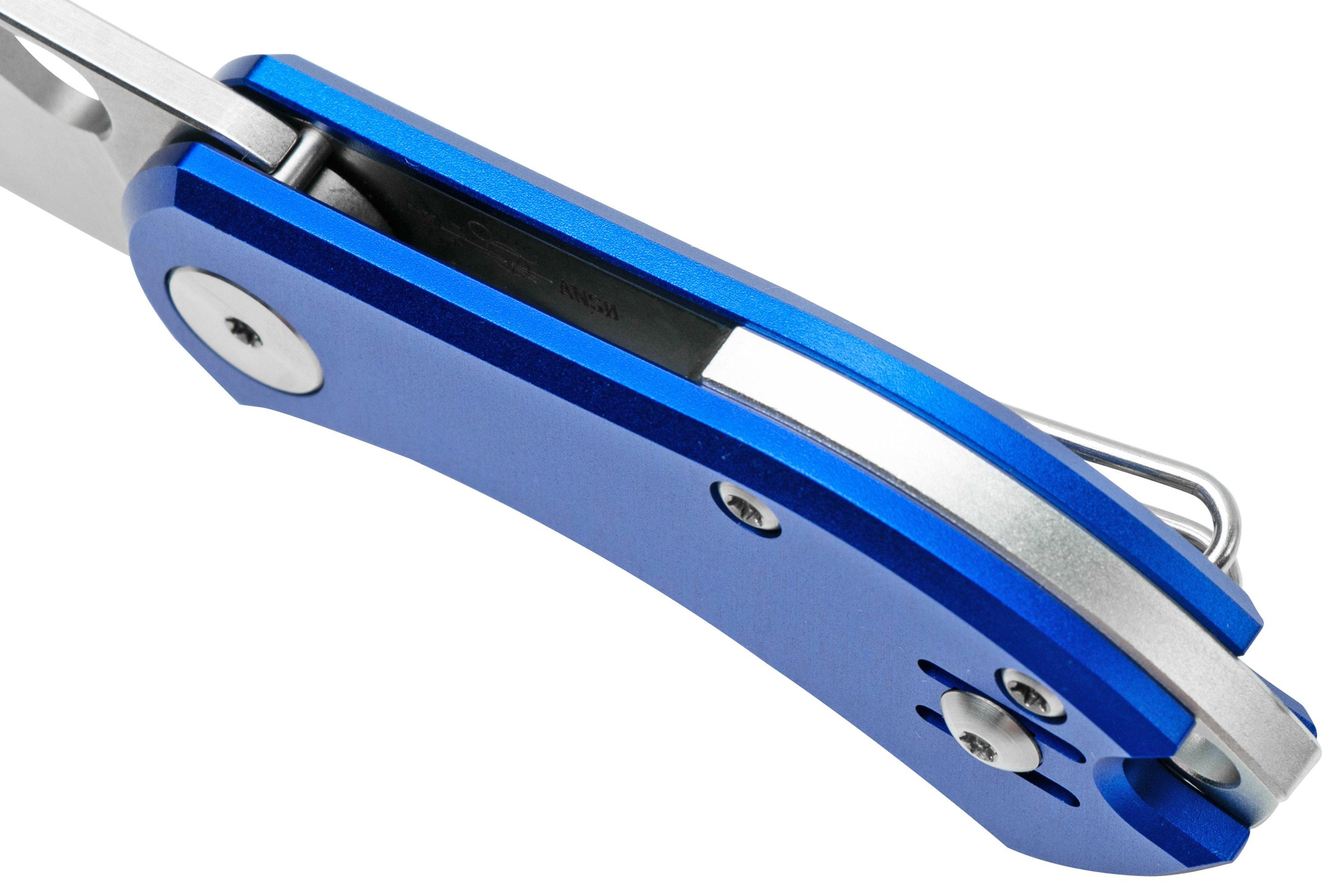 GiantMouse ACE Nibbler Blue Aluminum, N690 pocket knife, Ansø and Voxnaes design