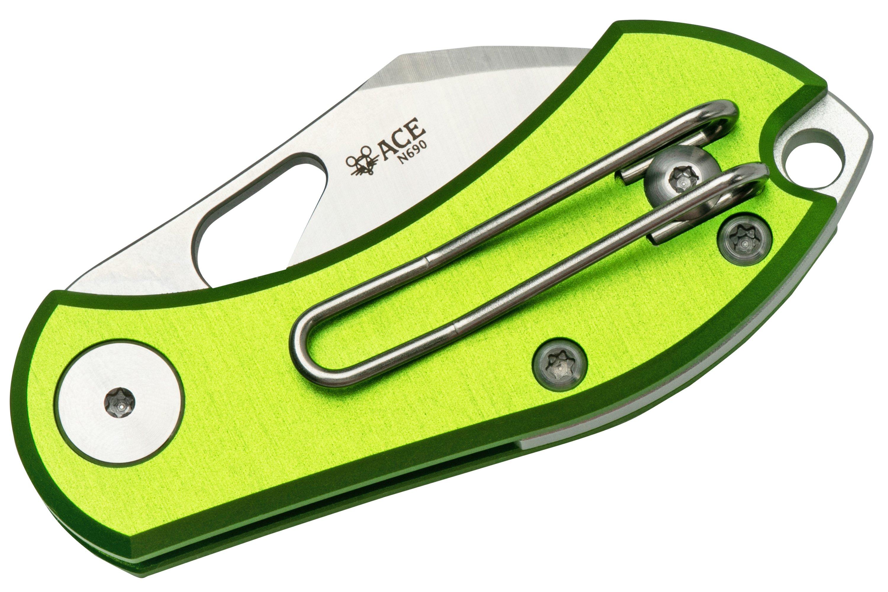 GiantMouse ACE Nibbler Green Aluminum, N690 pocket knife, Ansø and