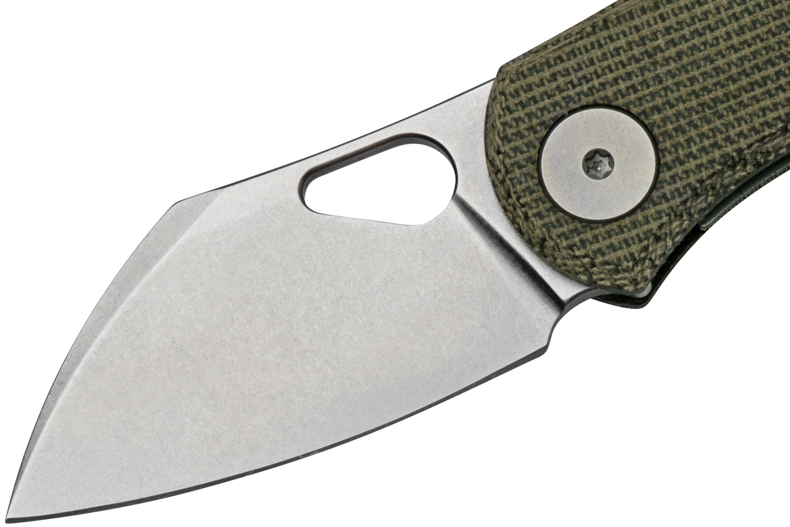 GiantMouse ACE Nibbler Green Canvas Micarta, 20CV pocket knife, Ansø