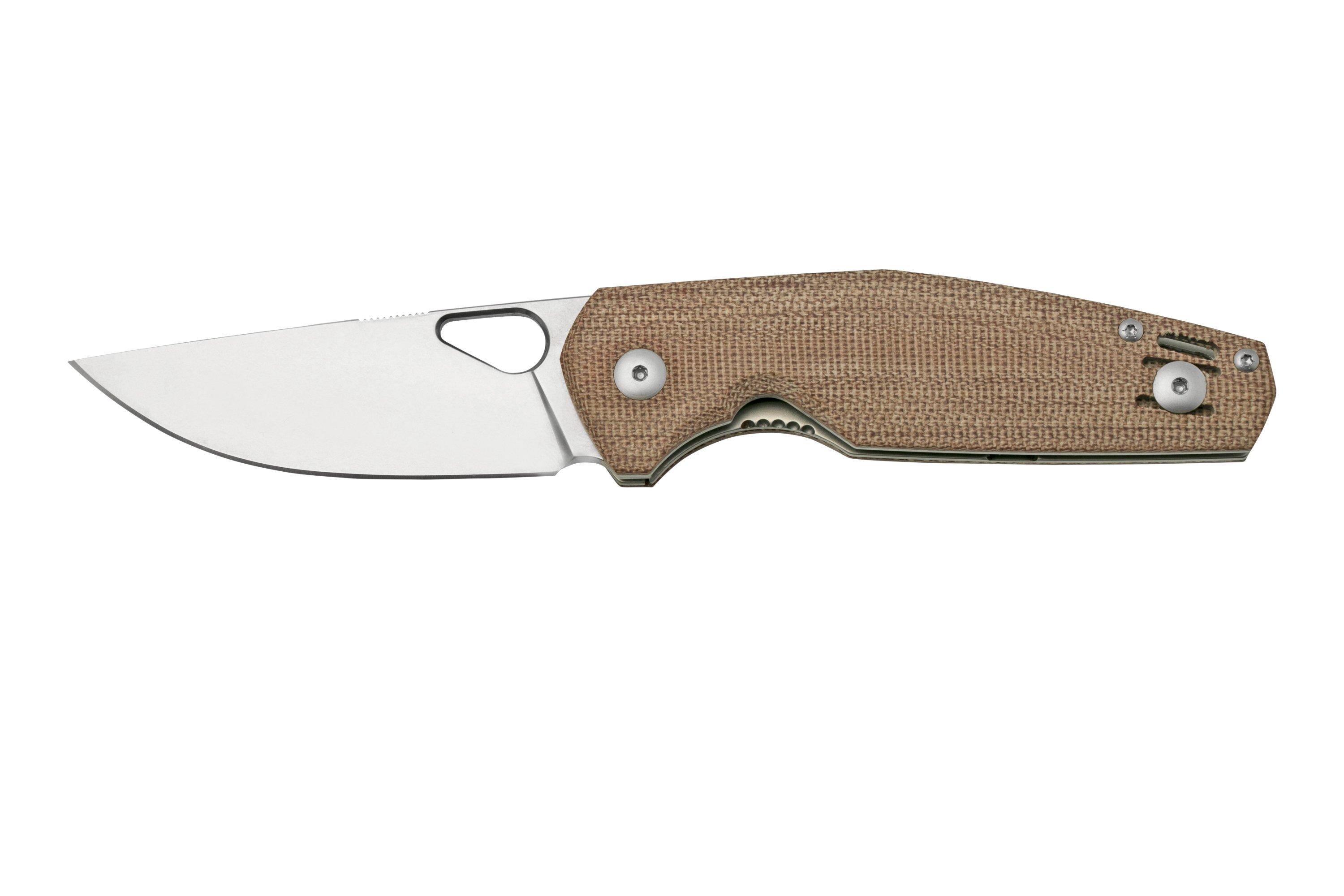 GiantMouse ACE Nimbus V2 Natural Canvas Micarta pocket knife, Ansø