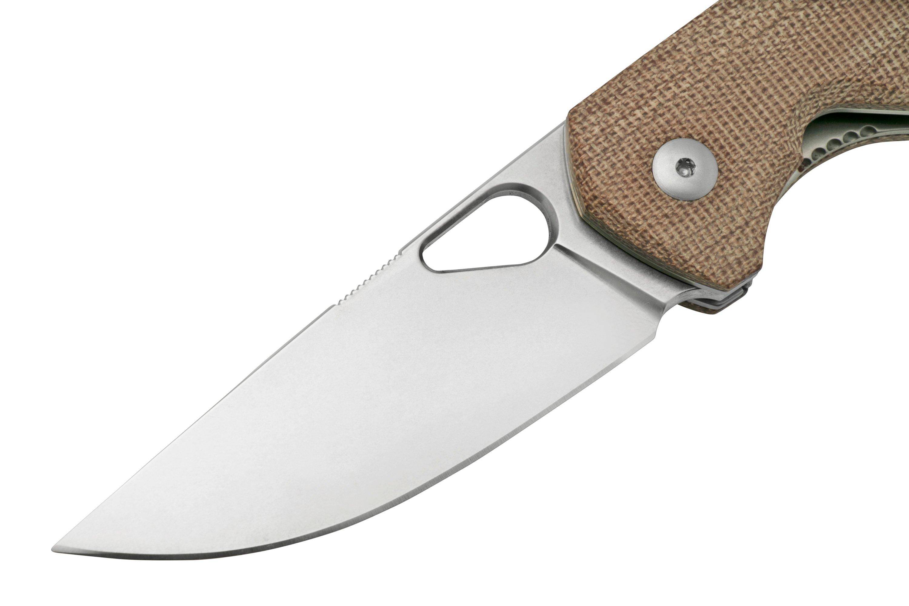 GiantMouse ACE Nimbus V2 Natural Canvas Micarta pocket knife, Ansø