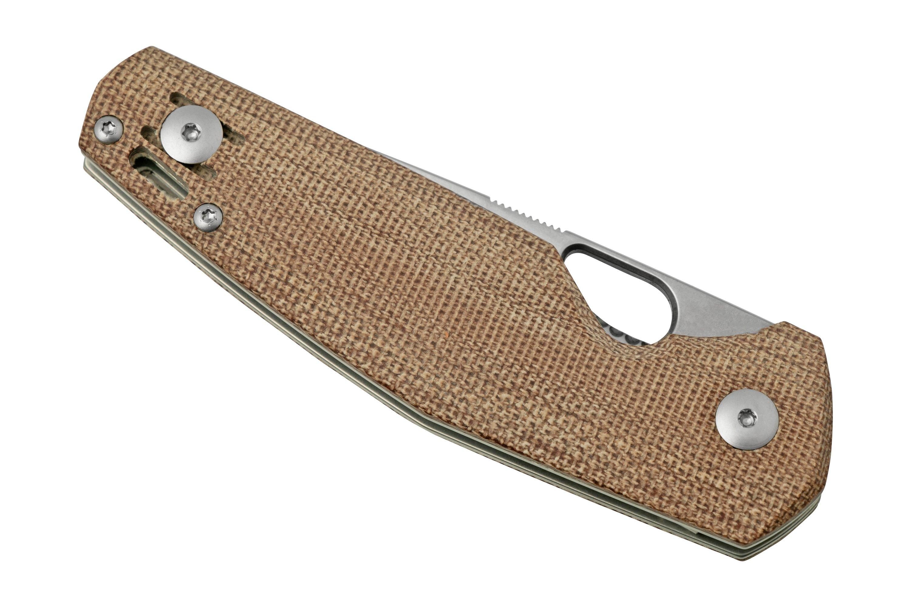 GiantMouse ACE Nimbus V2 Natural Canvas Micarta pocket knife, Ansø