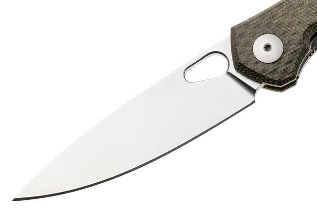 Afbeelding voor GiantMouse ACE REO REO-GRN-CANVAS-TI-BACKSPACER, Stonewashed MagnaCut, Green Micarta, zakmes, Ansø en Voxnaes design 