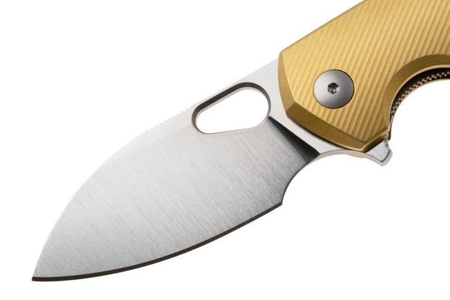 Afbeelding voor GiantMouse ACE Riv RIV-LL-BRASS Satin Magnacut, Brass, zakmes, Ansø en Voxnaes design
