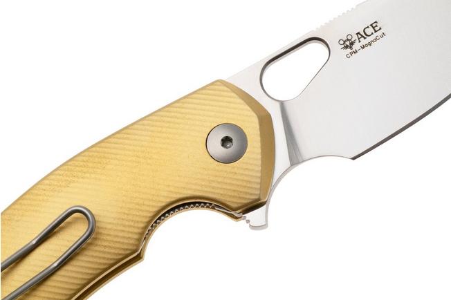 Afbeelding voor GiantMouse ACE Riv RIV-LL-BRASS Satin Magnacut, Brass, zakmes, Ansø en Voxnaes design