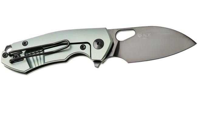 Afbeelding voor GiantMouse ACE Riv RIV-TI-MINT, Polished S90V, Mint Titanium, zakmes, Ansø en Voxnaes design