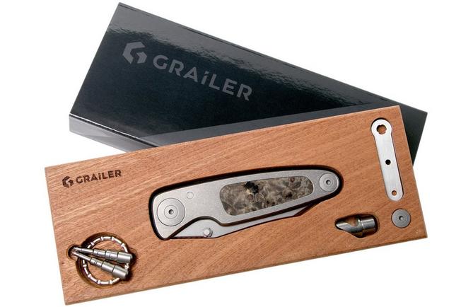 Image for Grailer 1 pocket knife, Brown Maple Burl Inlay, Dirk de Wit design