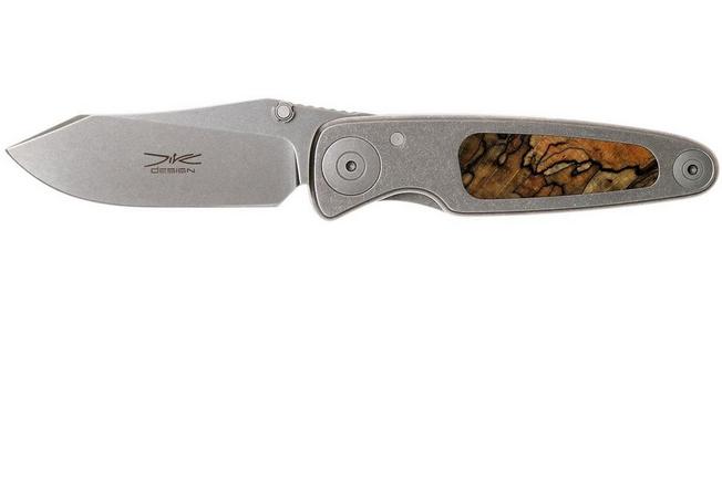 Image for Grailer 1 pocket knife, Spalted beech Inlay, Stonewashed, Dirk de Wit design