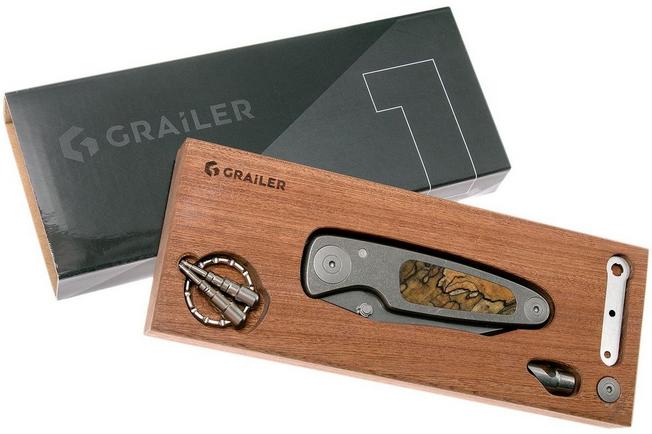 Image for Grailer 1 pocket knife, Spalted beech Inlay, Stonewashed, Dirk de Wit design