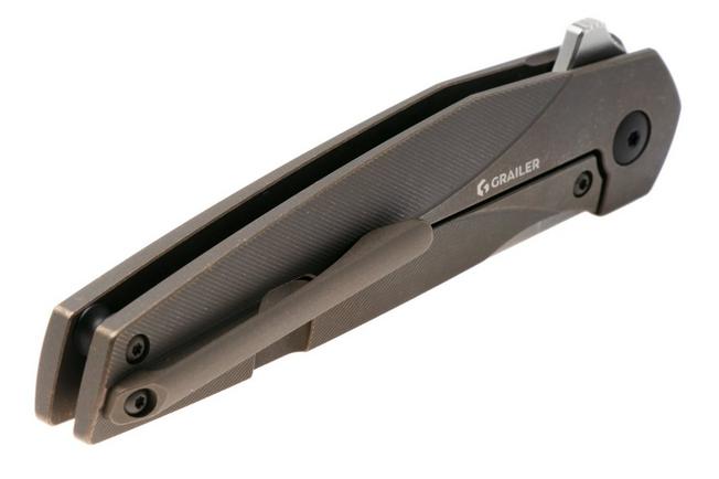 Imagen para Grailer 2Ti TI-BR Glass Blasted CPM 20CV, Bronze Stonewashed Titanium, navaja, diseño de Simen Stryckers
