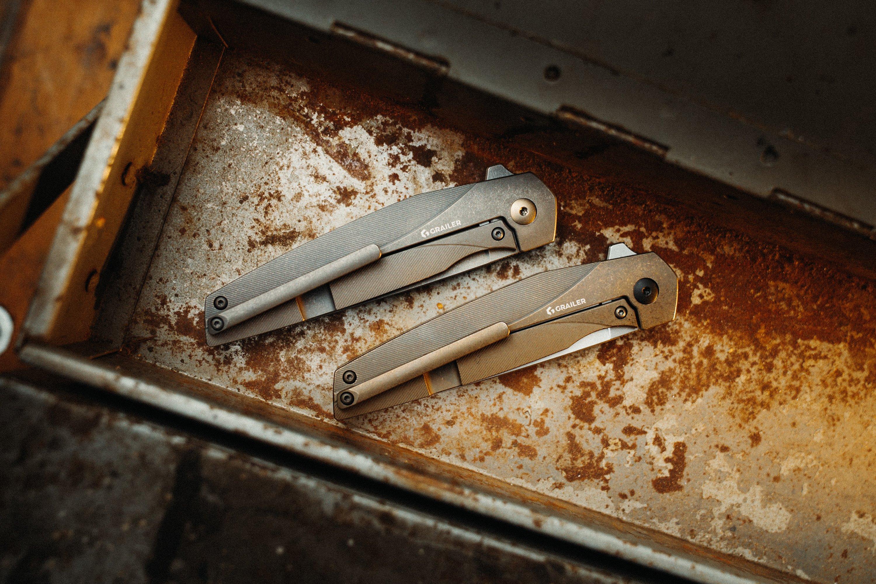 Grailer 2Ti TI-BR Glass Blasted CPM 20CV, Bronze Stonewashed Titanium ...