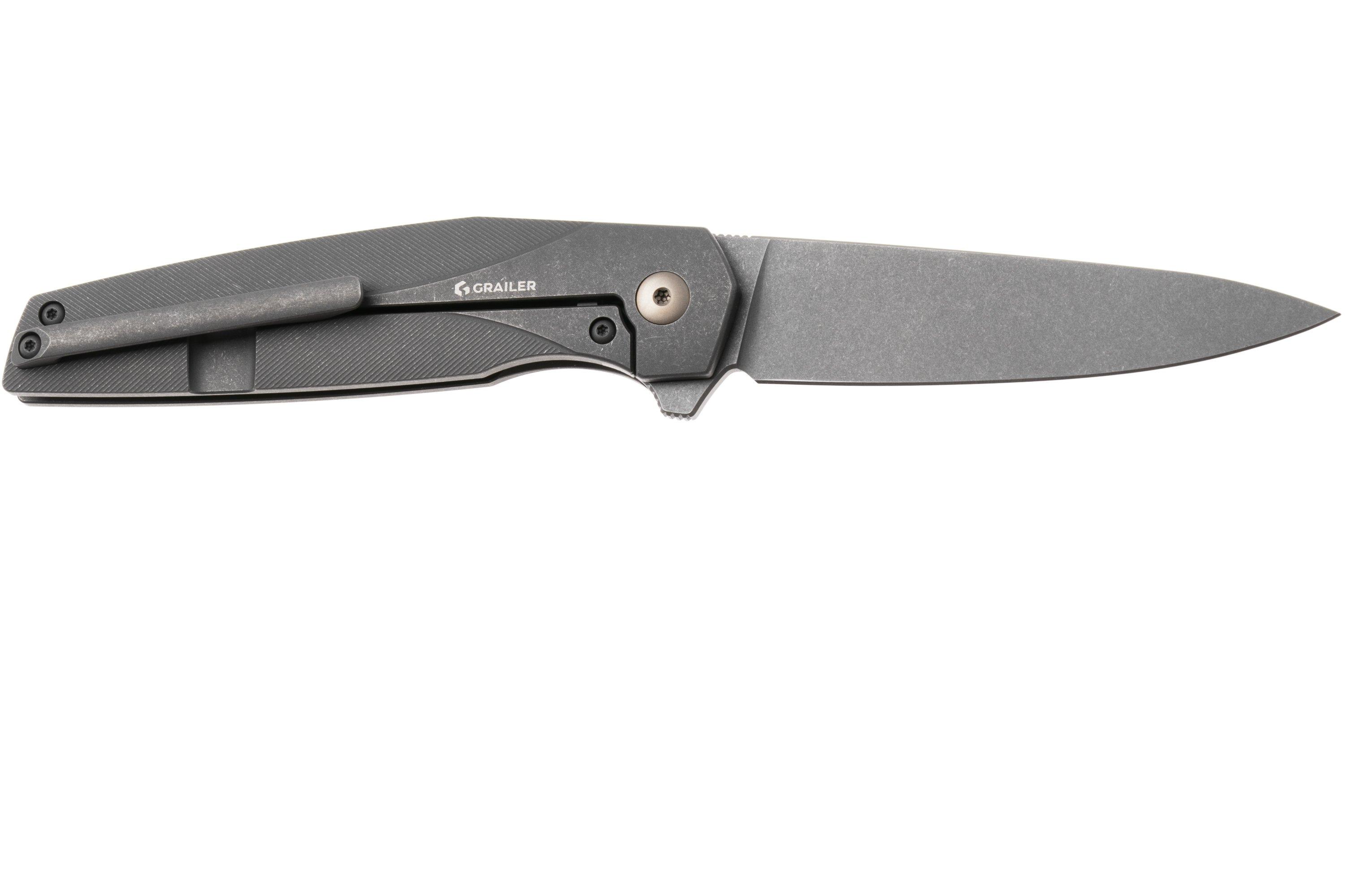 Grailer 2Ti TI-GY Stonewashed CPM 20CV, Grey Stonewashed Titanium ...