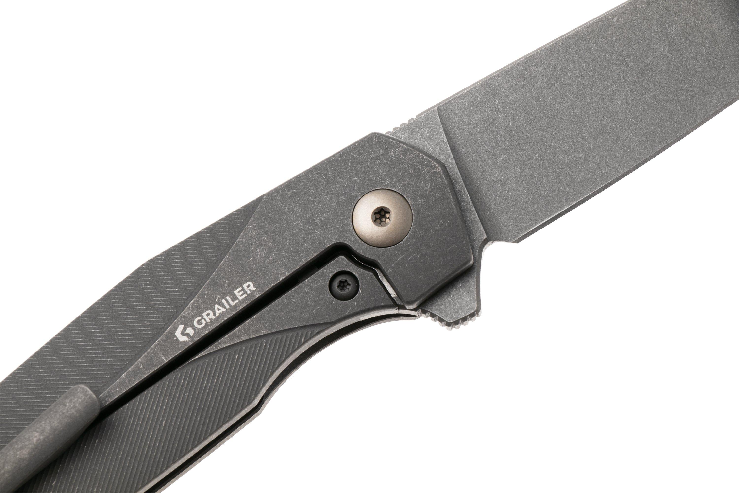 Grailer 2Ti TI-GY Stonewashed CPM 20CV, Grey Stonewashed Titanium ...