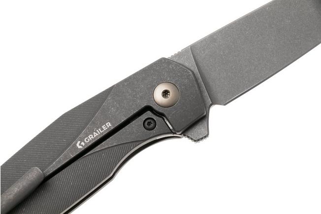 Imagen para Grailer 2Ti TI-GY Stonewashed CPM 20CV, Grey Stonewashed Titanium, navaja, diseño de Simen Stryckers