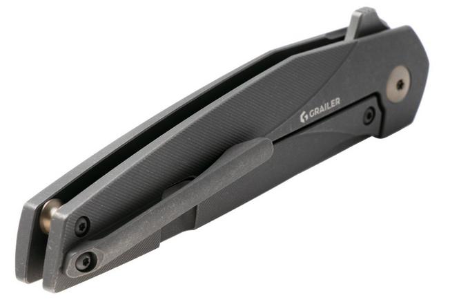 Imagen para Grailer 2Ti TI-GY Stonewashed CPM 20CV, Grey Stonewashed Titanium, navaja, diseño de Simen Stryckers
