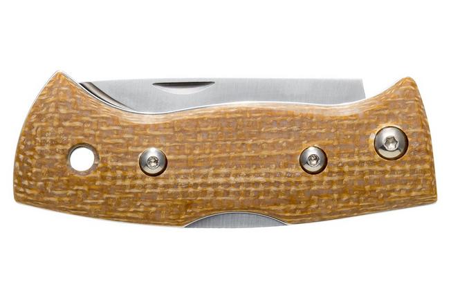 Afbeelding voor Helle 761 Berget, 2001763, Satin Sandvik 12C27, Mustard Jute Micarta bushcraft zakmes