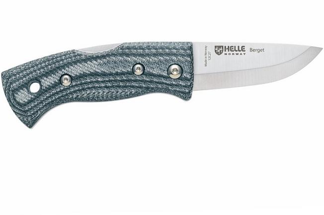 Afbeelding voor Helle 761 Berget, 2002763, Satin Sandvik 12C27, Denim Micarta bushcraft zakmes