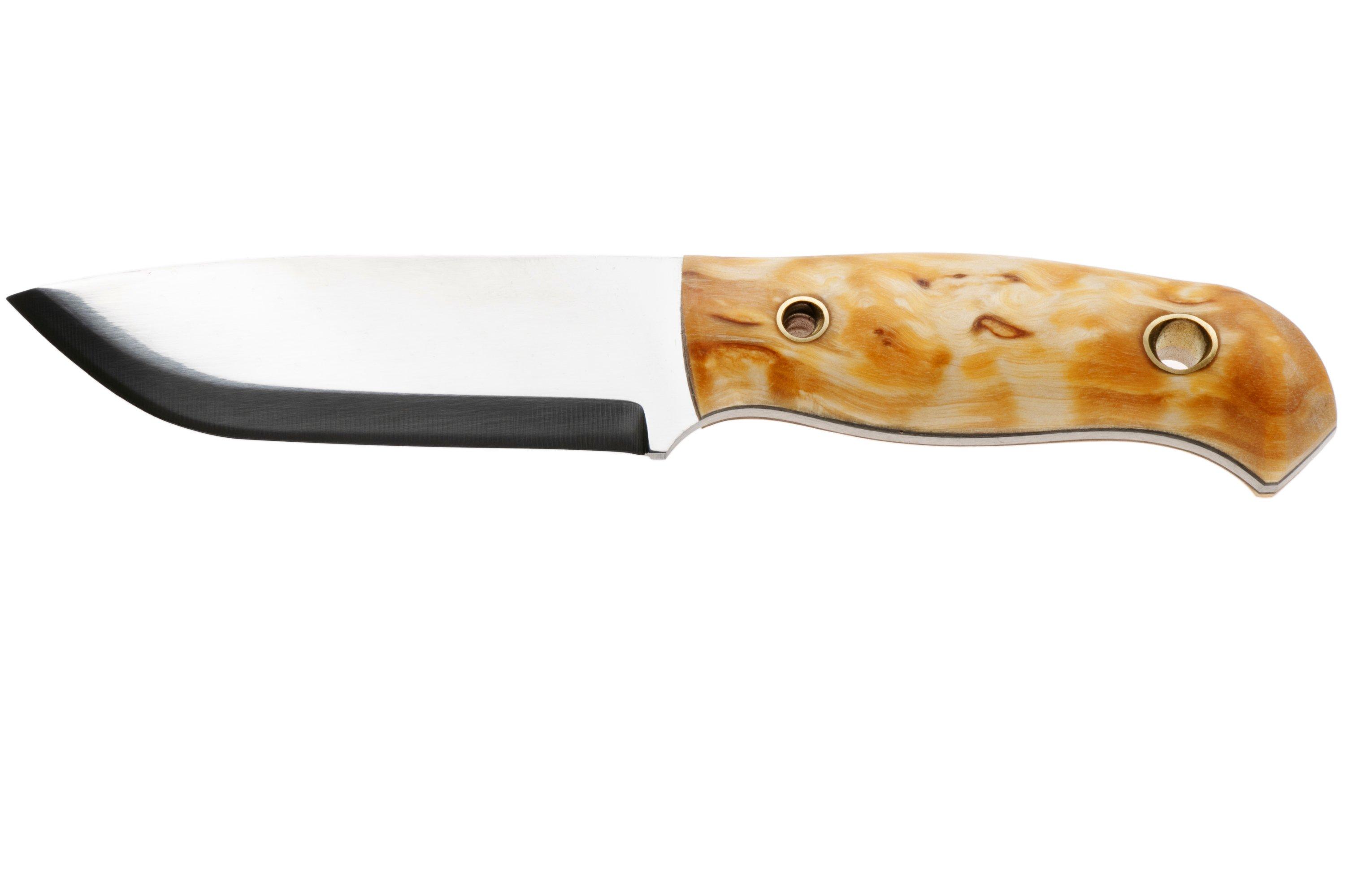 Helle Polaris 200675, Satin 14C28N, Curly Birch bushcraft knife