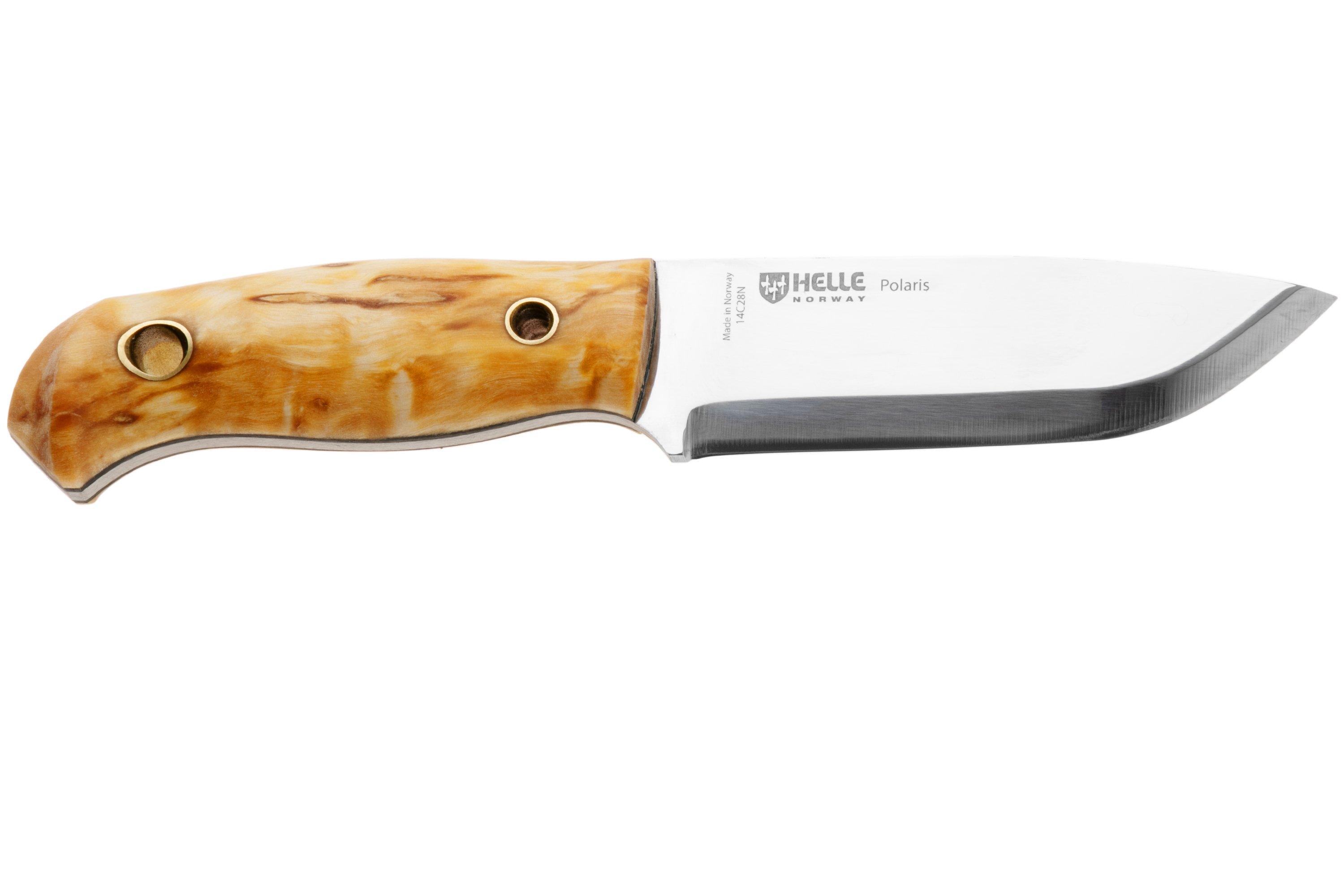 Helle Polaris 200675 Satin 14C28N, Curly Birch, bushcraftmes