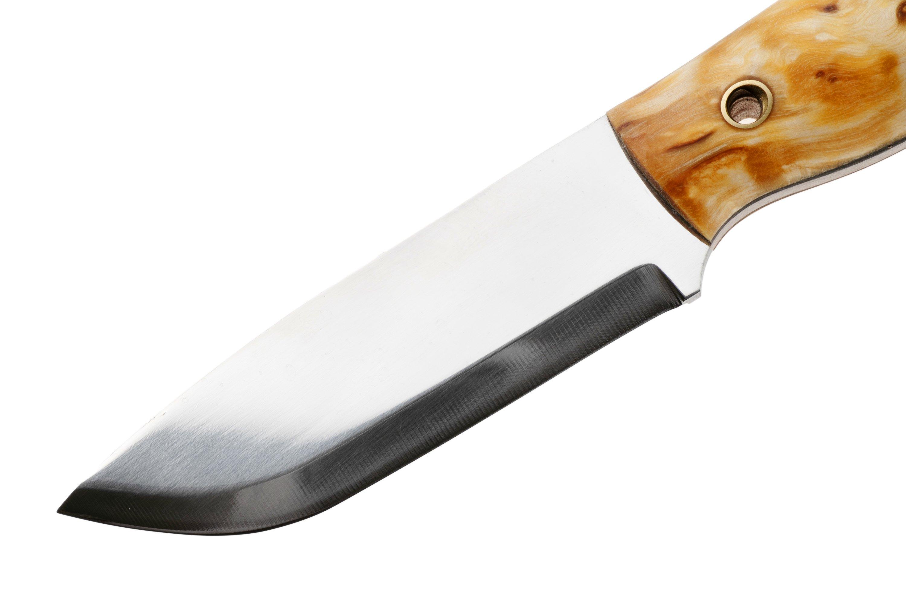 Helle Polaris 200675, Satin 14C28N, Curly Birch bushcraft knife