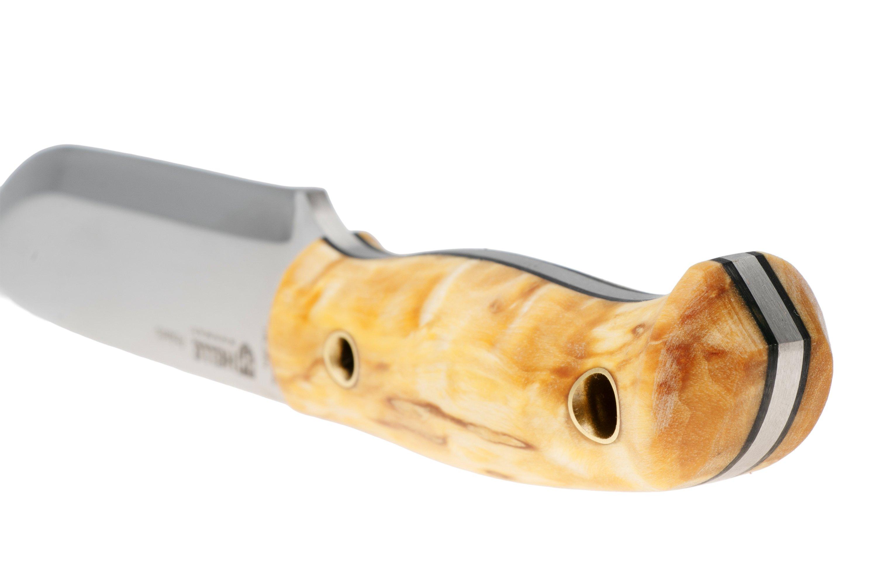 Helle Polaris 200675, Satin 14C28N, Curly Birch bushcraft knife