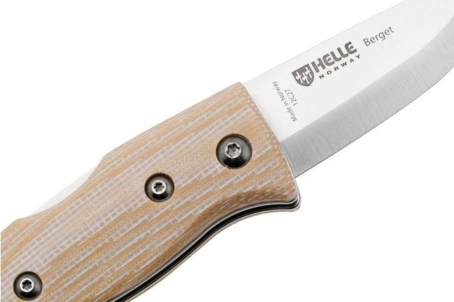 Imagen para Helle 761 Berget, 200763, Satin Sandvik 12C27, Beige Canvas Micarta, navaja de bushcraft