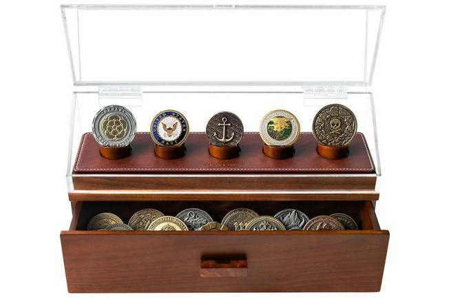 Afbeelding voor Holme & Hadfield Coin Deck COINDECK-W walnoot, munten display voor 5 stuks