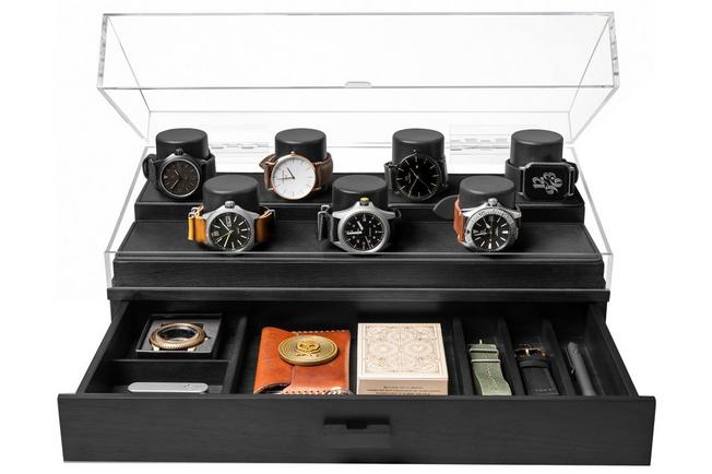 Obraz dla Ekspozytor na zegarki Holme & Hadfield The Collector Watch Display Case COL-B czarny, na 7 sztuk