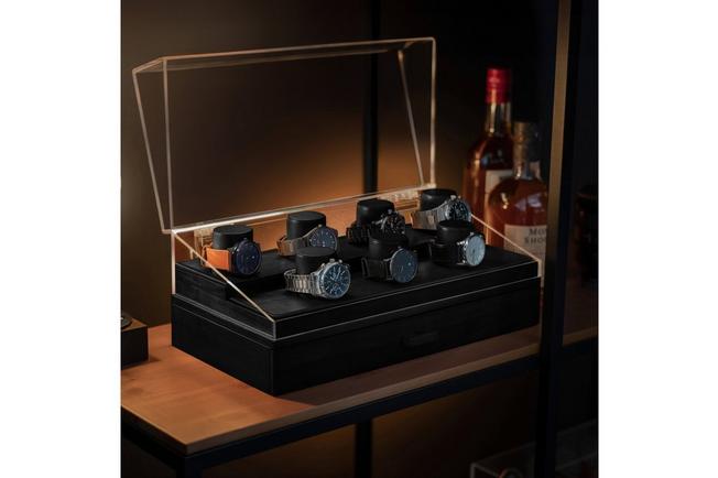 Obraz dla Ekspozytor na zegarki Holme & Hadfield The Collector Watch Display Case COL-B czarny, na 7 sztuk