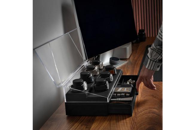 Obraz dla Ekspozytor na zegarki Holme & Hadfield The Collector Watch Display Case COL-B czarny, na 7 sztuk
