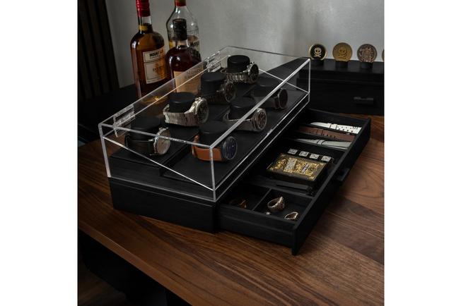 Obraz dla Ekspozytor na zegarki Holme & Hadfield The Collector Watch Display Case COL-B czarny, na 7 sztuk