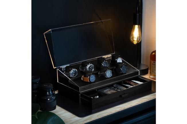 Obraz dla Ekspozytor na zegarki Holme & Hadfield The Collector Watch Display Case COL-B czarny, na 7 sztuk