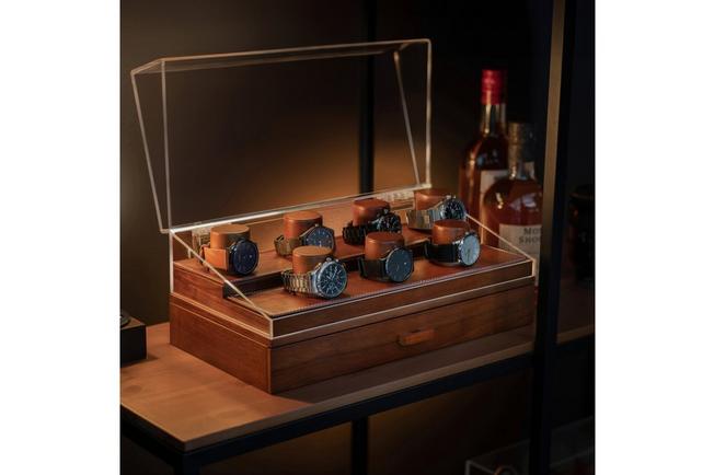 Afbeelding voor Holme & Hadfield The Collector Watch Display Case COLLECTOR-W walnoot, horloge display voor 7 stuks
