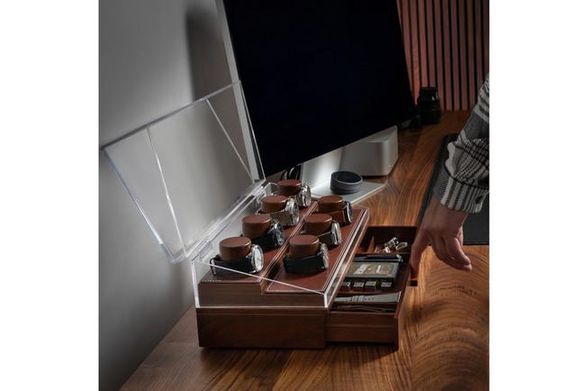 Afbeelding voor Holme & Hadfield The Collector Watch Display Case COLLECTOR-W walnoot, horloge display voor 7 stuks