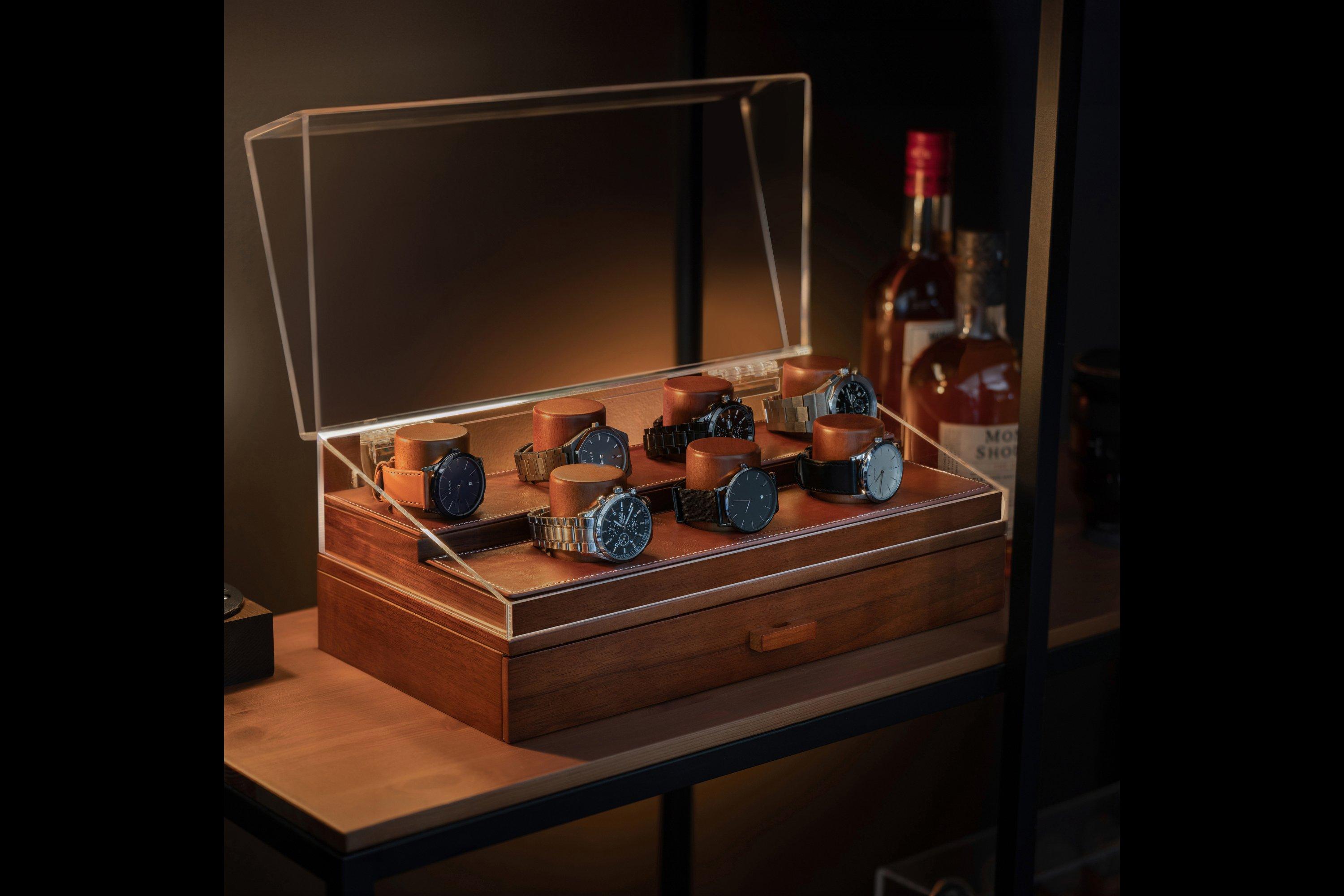 Holme & Hadfield Collector Pro Watch Display Case COLPRO-W walnut ...