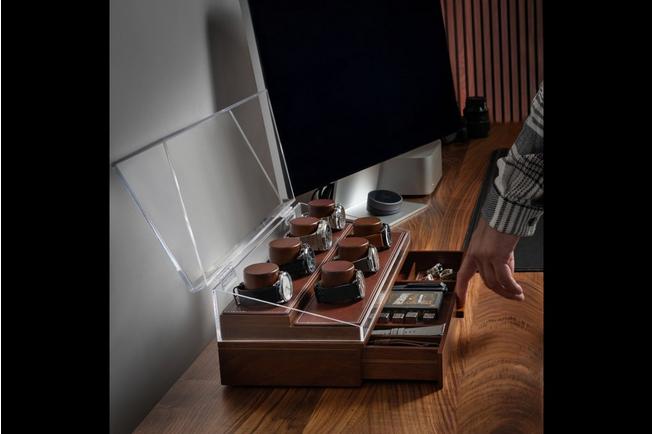 Afbeelding voor Holme & Hadfield Collector Pro Watch Display Case COLPRO-W walnoot, horloge display voor 5 stuks