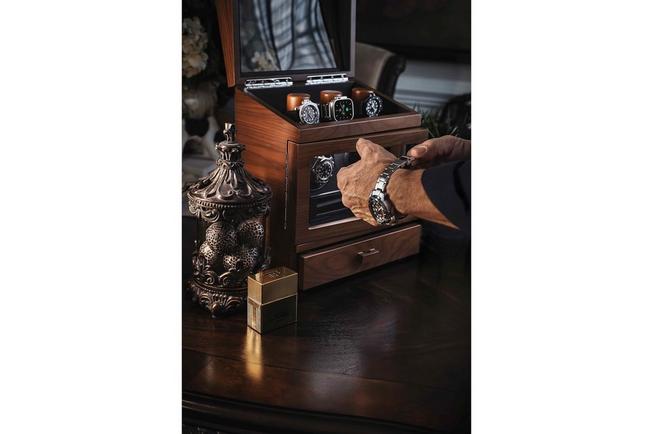 Afbeelding voor Holme & Hadfield The Winder Walnut, horlogeopwinder voor 2 horloges