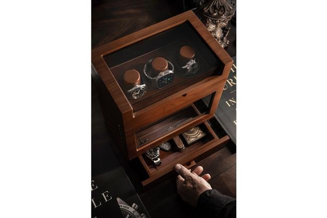 Afbeelding voor Holme & Hadfield The Winder Walnut, horlogeopwinder voor 2 horloges