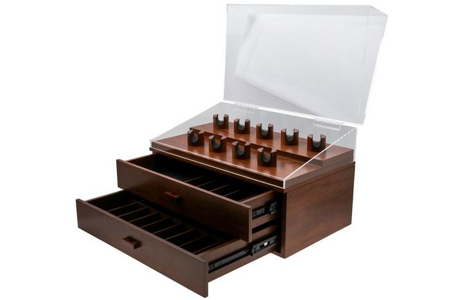 Image pour Holme & Hadfield Armada Knife Display Case AD-WT-0992-1 Walnut, boîte à couteaux de poche 50 emplacements