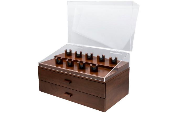Image pour Holme & Hadfield Armada Knife Display Case AD-WT-0992-1 Walnut, boîte à couteaux de poche 50 emplacements