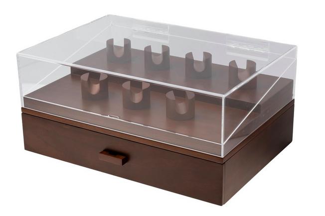 Afbeelding voor Holme & Hadfield Armory Pro Knife Display Case ARP-WT-794-1 Walnut, zakmessen display voor 30 stuks