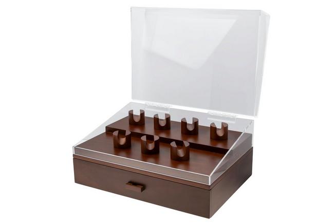 Afbeelding voor Holme & Hadfield Armory Pro Knife Display Case ARP-WT-794-1 Walnut, zakmessen display voor 30 stuks